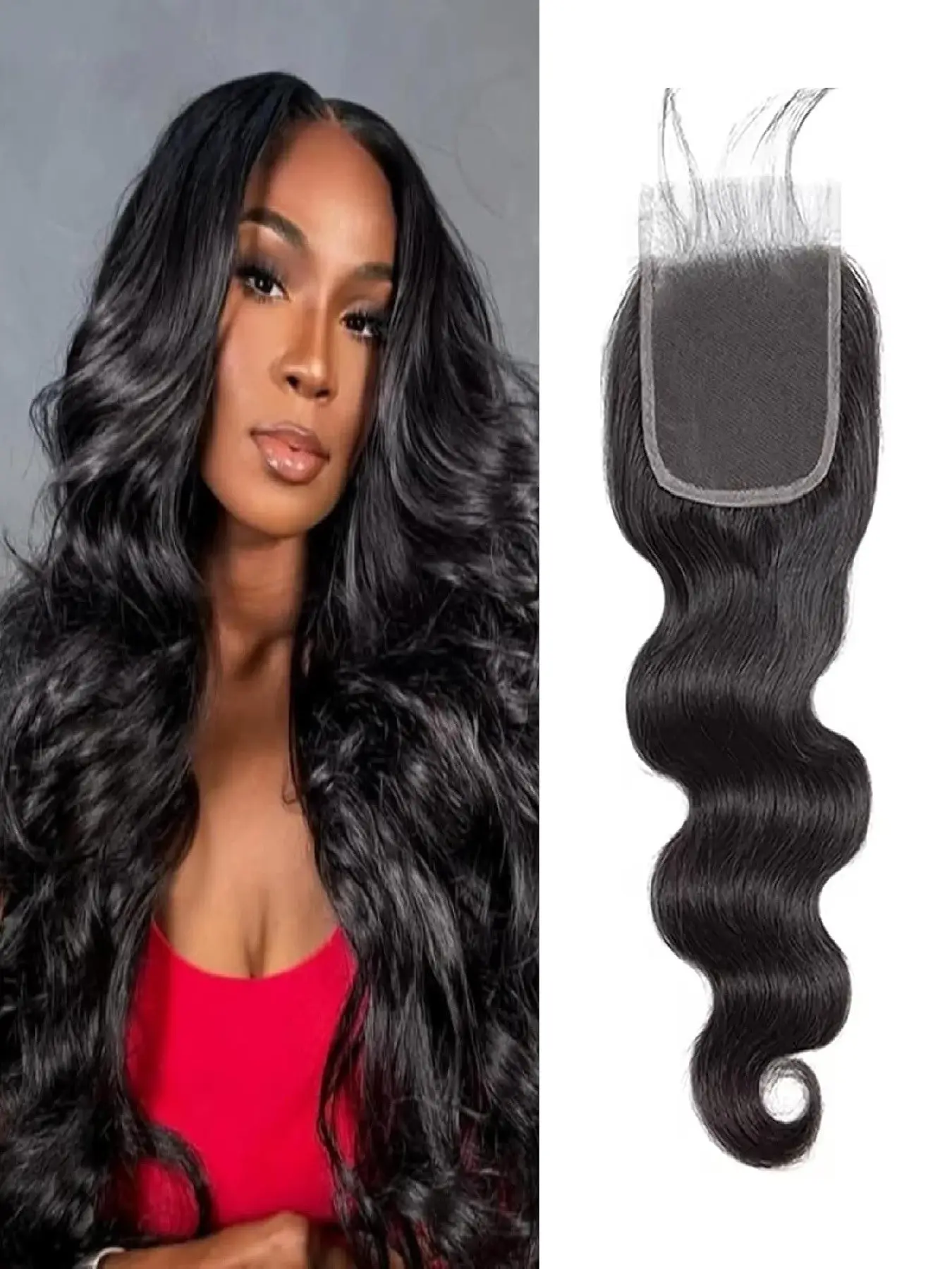 Body Wave Closure 4x4 Free Part Closure Brazilian Human Hair Closure Body Wave Lace Top Closure Human Hair Weave Swiss Lace closures With Baby Hair Natural Black Color