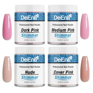 DeEnti 2.1 oz Pink Shimmer Powder Bundle Set of 4 Non-Yellowing Self-Leveling Acrylic Powders for Manicure Nail Art & Fake Nails Professional Grade