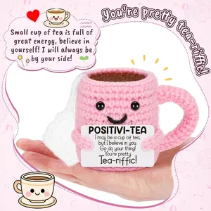 Handmade DIY Crochet Set Mini Tea Cup, Cute Gift, Positive Energy, Home Decor, Perfect for Teachers, Colleagues, Friends, Lovers, Graduation, Birthday, Party Decor