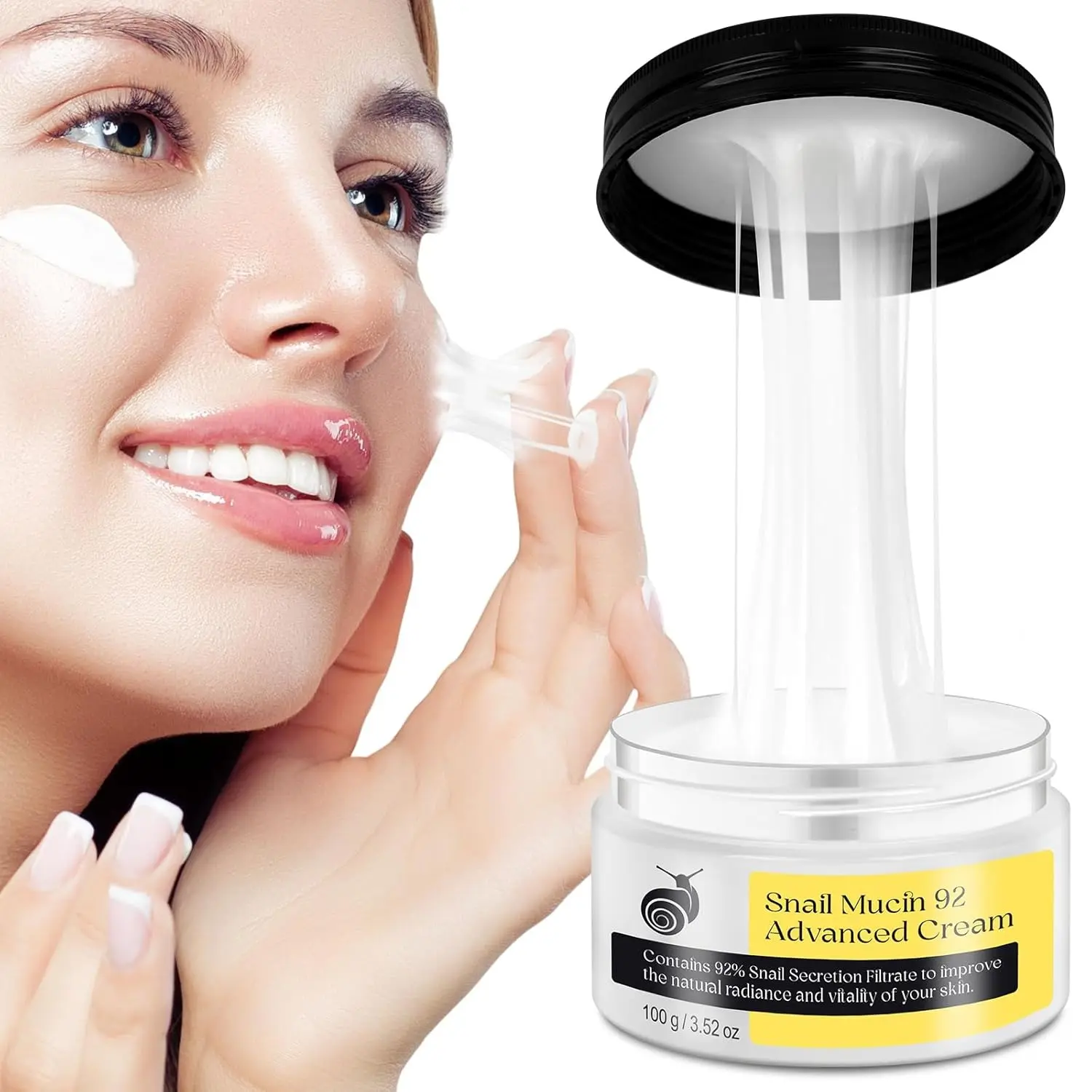 92% Snail Mucin Repair Moisturizer Cream - Hydrating Face Cream with Collagen for Anti-Aging, Firming, Fine Line Reduction, Dry Skin, Acne, Sensitive Skin, Hydrate, Moisture, Skin Repair