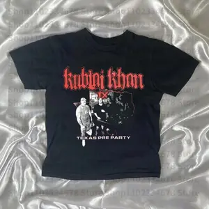 Vintage Kublai Khan TX Pre Party Baby Tee – Y2K Gothic Punk Crop Top | Emo Grunge Band Graphic Shirt | Vintage Streetwear Fitted T-Shirt, Downtown Girl Baby Tee, Gift For Her, Outfits