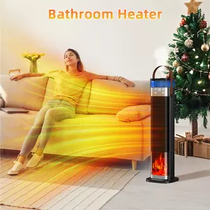 Ultrasonic Humidifier Heater Smart Heater with Humidifier Remote Control 12-Hour Timer 3D Flame Display 3-Speed Adjustment Tip-Over Overheat Protection Black for Bedrooms Living Rooms Study