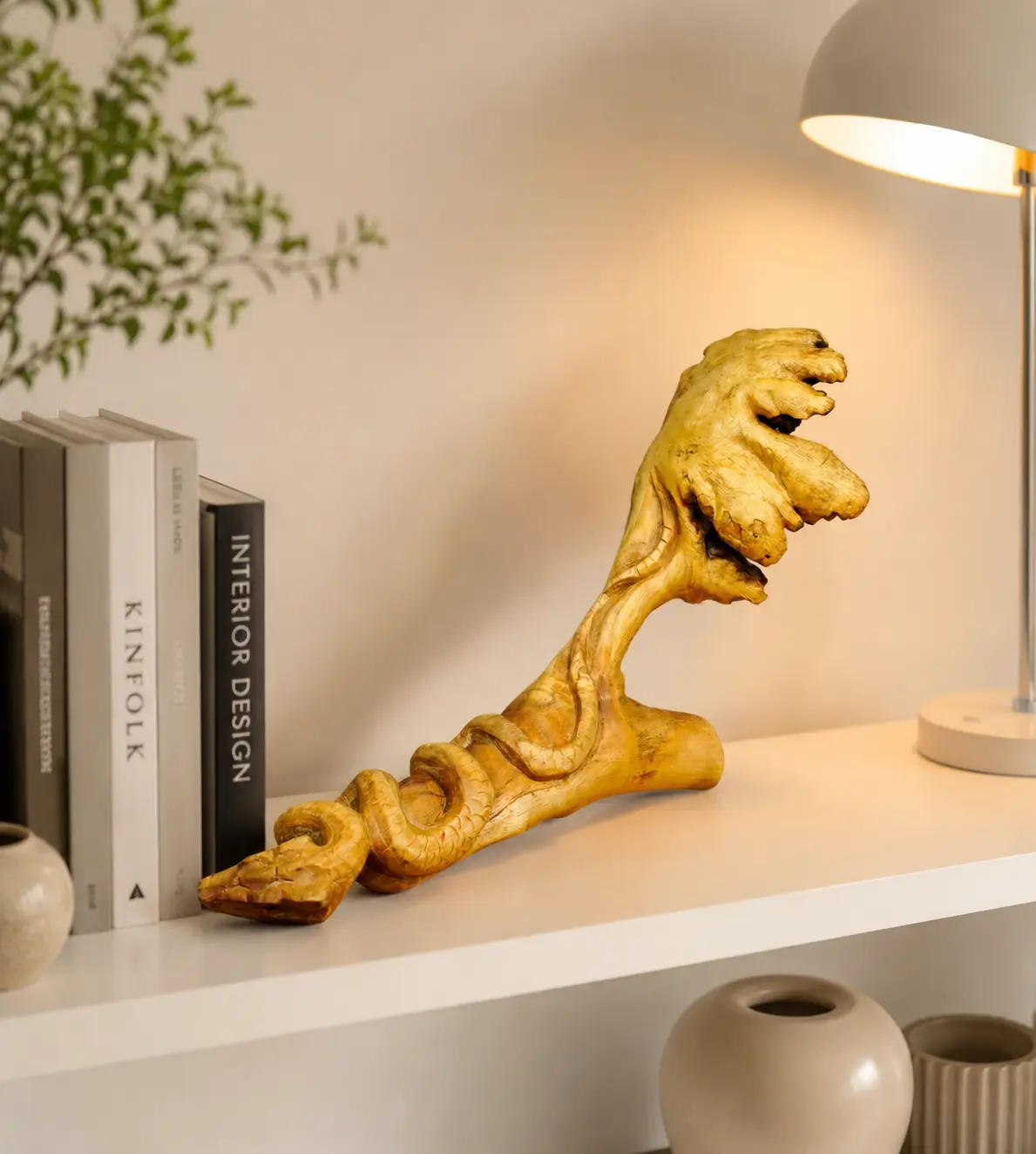 Handcrafted Wooden Snake Sculpture | Hand Carved Wood Snake Statue | Rustic Nature Home Decor | Artisan Wooden Figurine | Unique Gift