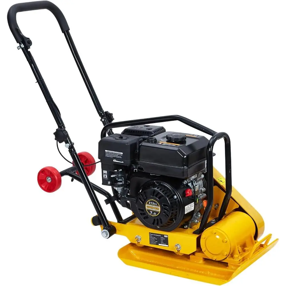 7HP Gas Plate Compactor Rammer - 212CC Engine, 4200lbs Compaction Force, 22.1x15.9in Plate, 5600 VPM Tamper for Walkways, Asphalts, Lawn Paver Landscaping