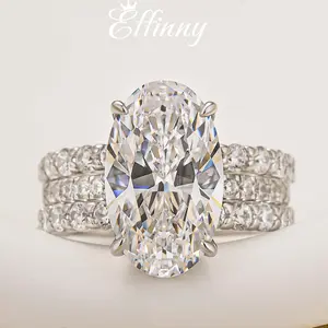Effinny Jewelry 7.0ct Oval Cut 3PC Wedding Ring Set with Open Wedding Band, Cubic Zirconia Promise Ring Set in 925 Sterling Silver, Bridal Ring Set for Wedding, Travel, Party