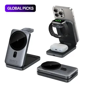 Wireless Charging Station 3 in 1 Folding Fast Magnetic Wireless Charger for Apple Devices Compatible with Iphone 16 15 14 13 12 Series, For AirPods 4/3/2/Pro, For iwatch 3-10 SE Ultra