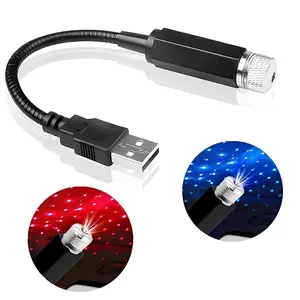 Car Starlight Projector, USB Powered Adjustable Romantic Car Interior Light, Portable Car Roof Starry Sky Atmosphere Light for Car Room Party, Plug and Play