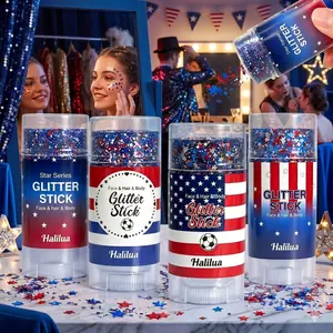 YS LAB 4th of July Patriotic Glitter Stick - Red White and Blue Face Body Sparkle for Independence Day Party, Festival Makeup & Parades