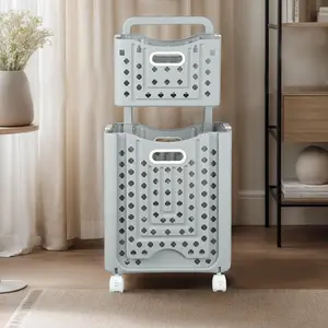 Portable Laundry Basket, 1 Set Foldable Laundry Basket Organizer, Household Laundry Basket for Bathroom Bedroom Living Room Dormitory