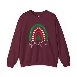 Medical Coder Holiday Christmas Tree Candy Cane Rainbow WF Sweatshirt Crewneck Fabric