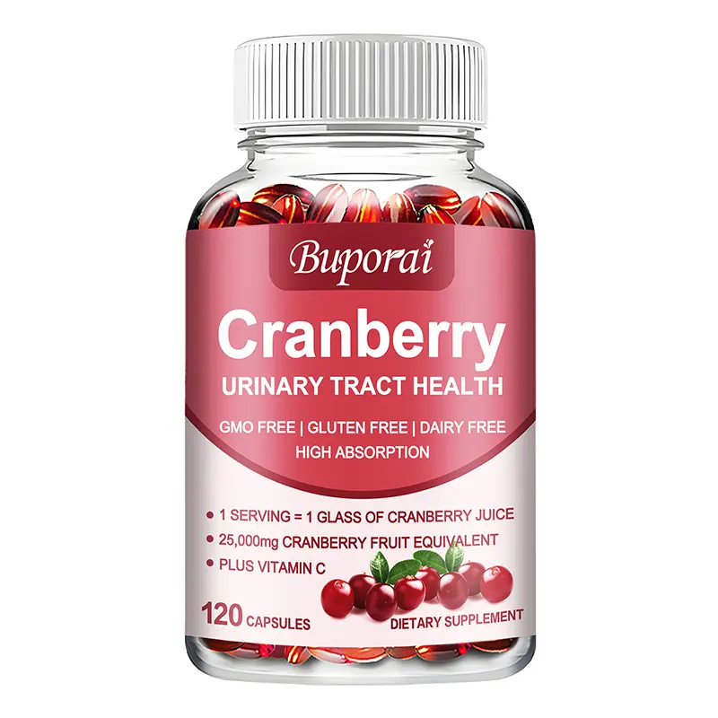 Buporai Edible Vitamin C Capsules (120 Count) - Adult Health & Nutrition Dietary Supplement with Proprietary Whole Fruit Cranberry Extract Blend for Urinary, Bladder Support, Urinary Support