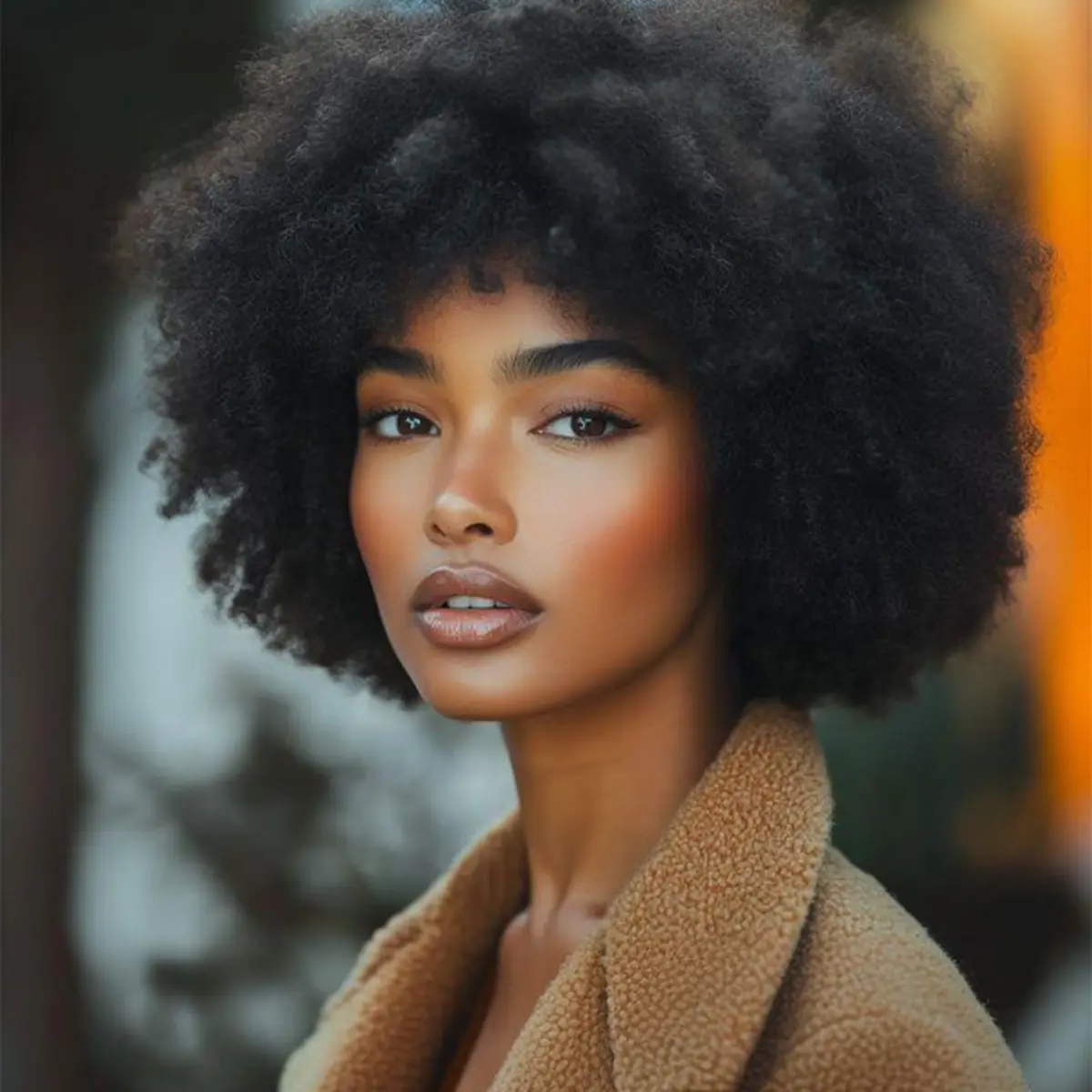 Super Deal Glueless Wear and Go 70s Puff Short Afro Kinky Curly Brazilian Virgin Human Hair Wig With Bangs, Protective Style For  Women