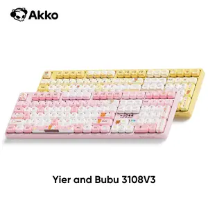 Akko Yier & Bubu 3108V3, Full Size Wired/Wireless Hot-swappable Mechanical Keyboard 108 Keys | Cute PBT Keycaps | USB-C Wired / 2.4G Wireless Gaming Keyboard