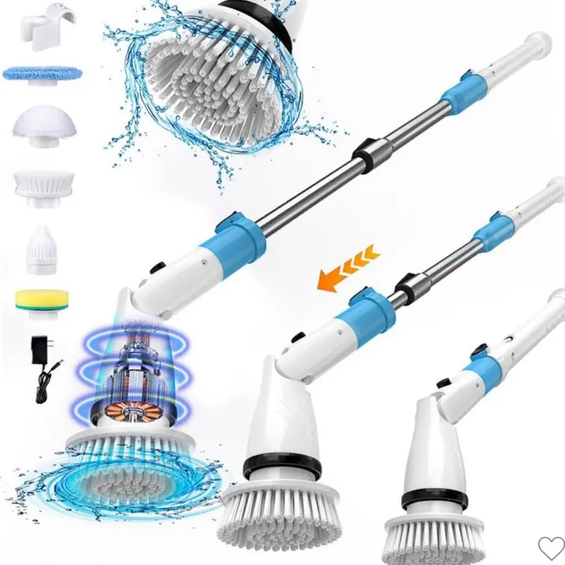 TASVAC EB5 Electric Spin Scrubber, 450RPM Cordless Shower Cleaner with 5 Replaceable Cleaning Heads
