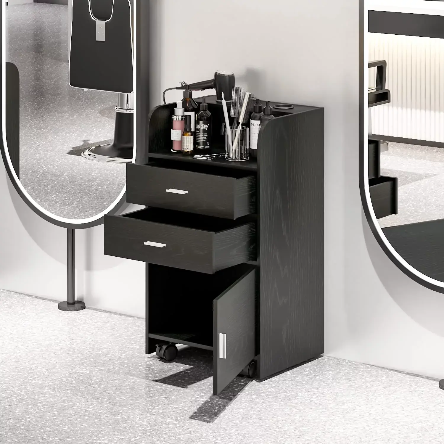 [SummerSale] HOMBCK Salon Station, Storage Cabinet with 2 Drawers & Large Cabinet #home essentials#back to school