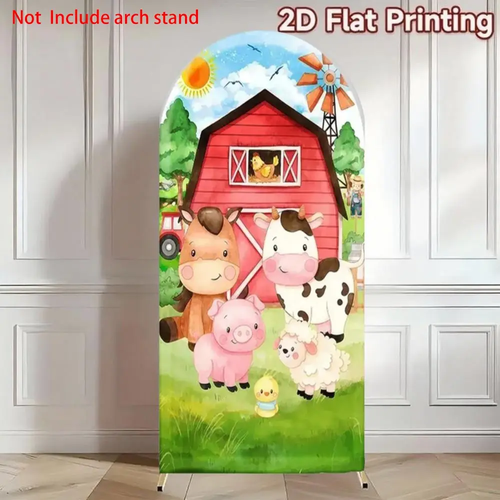 Farm Barn  Arch Covers Stretchy with Farm Animals Photography Background for Wedding, Birthday Party, Baby Shower, Happy Birthday Backdrop, Arch Backdrop Banners