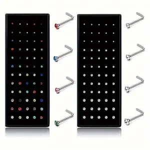 40Pcs Classic Stainless Steel Studs Bohemian Colorful Zirconia Exquisite Shiny Body Piercing Jewelry Set for Vacation Travel Beach Piercing