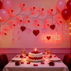 Valentine's Day Heart LED String Lights, 54 Leds/5.9ft USB Powered, 8 Modes Adjustable, Christmas Mother's Day Indoor Decorations, Mood Decorative Lights, Party Lights