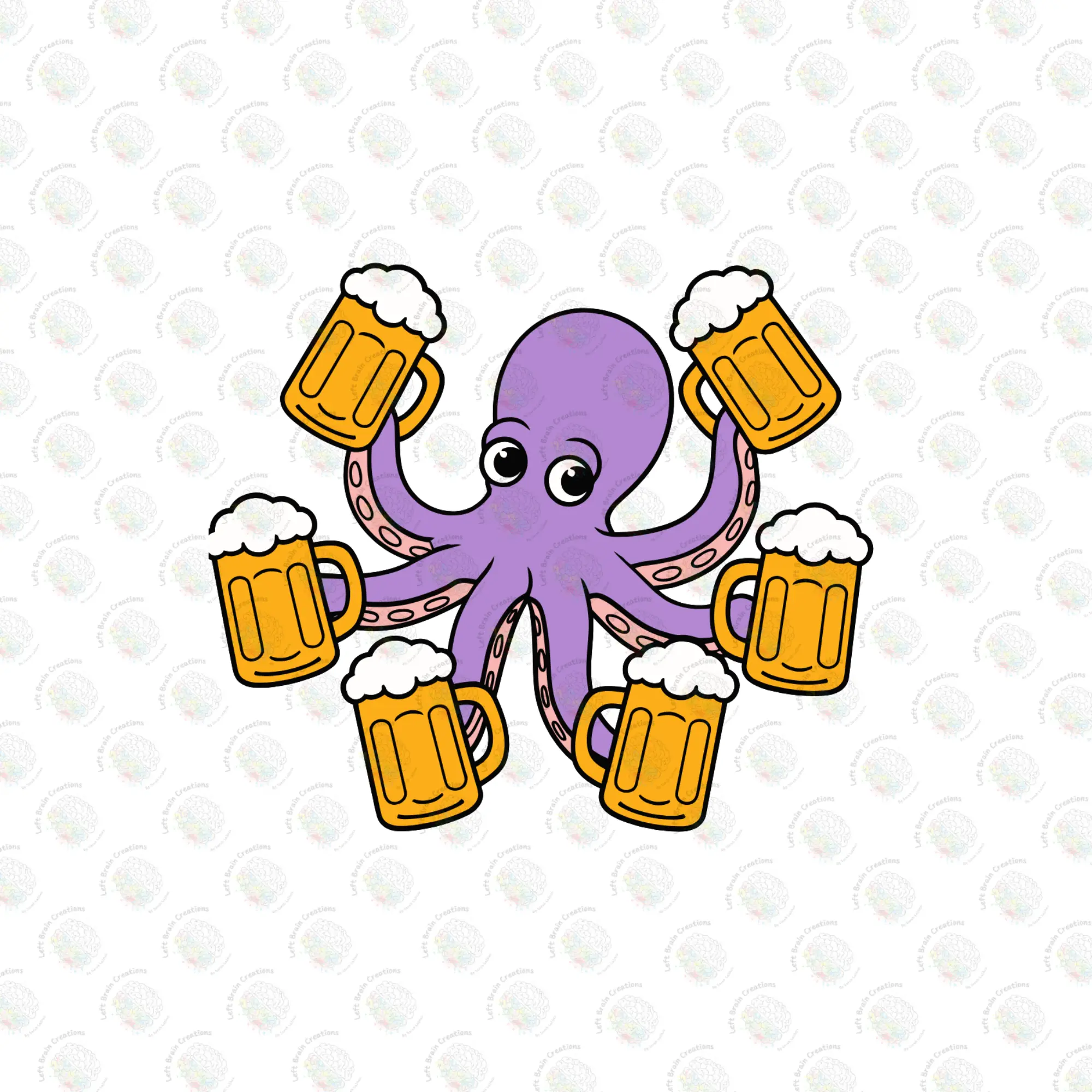 Purple Pink Octopus Drink Koozie - Pre-Designed Can Cooler Sleeve for 12oz & 16oz Cans - Handmade with Sublimation Artwork