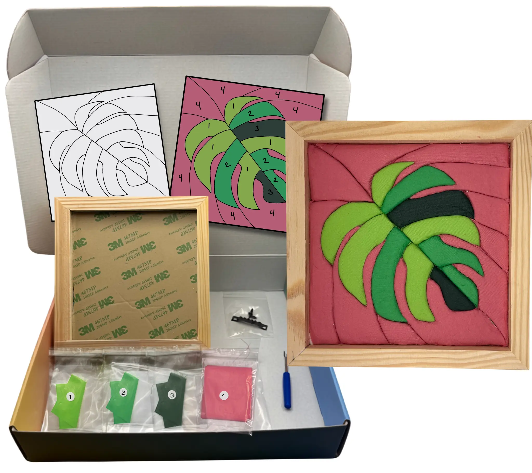DIY Kinusaiga Art Kit - Vibrant Monstera Decorative Wall Art Craft Kit & DIY Set, Ideal Gift for Girls Night, Relaxing Craft, Plant Lover, Whimsical Decor