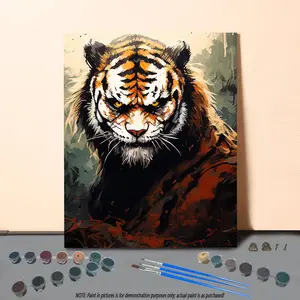 Tiger Theme Series DIY Oil Painting without Frame, DIY Paint By Number Hanging Kit For Beginner, DIY Home Decor