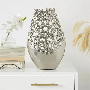 Silver Aluminum Rounded Vase Decor Decoration