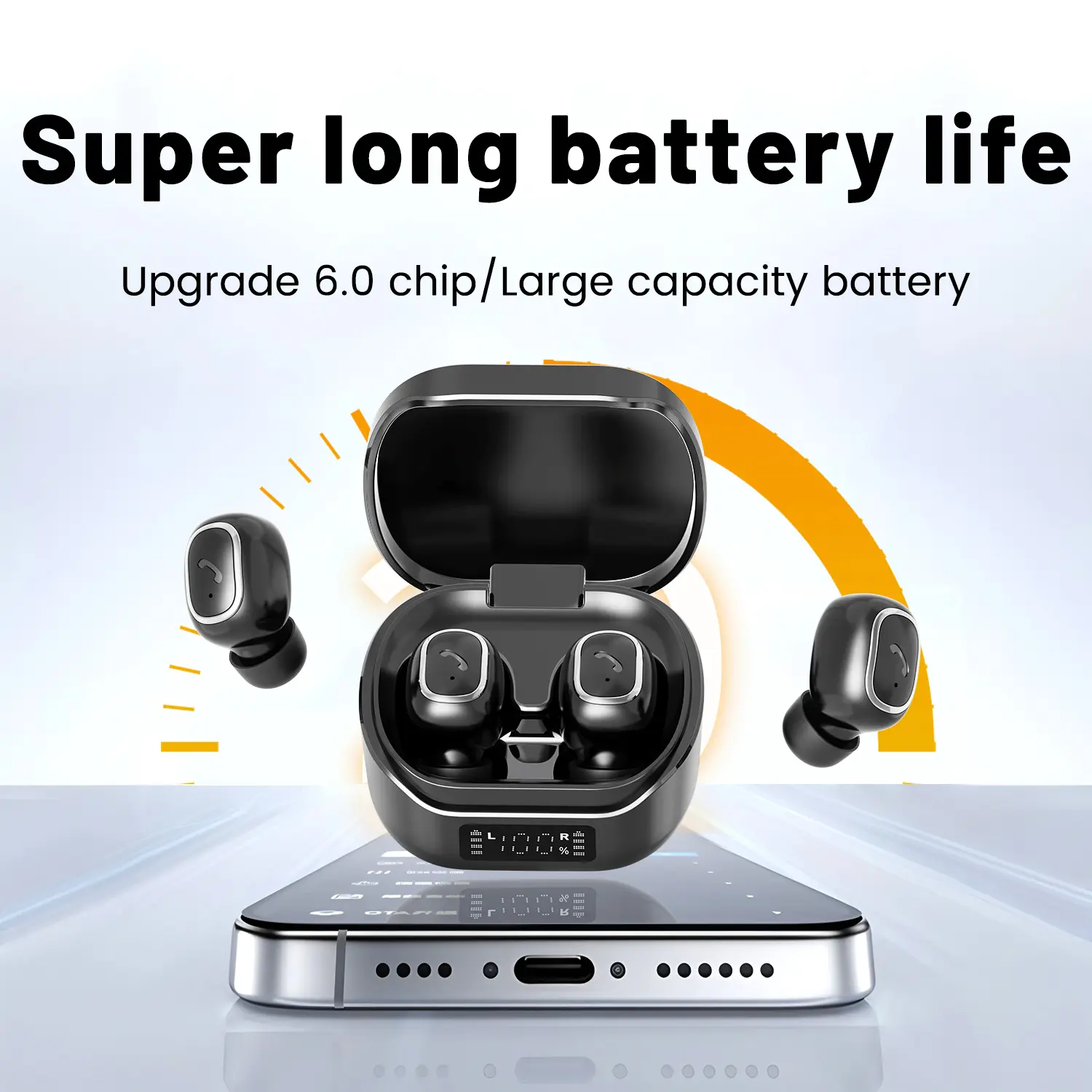 48H Ultra Long Battery Life True Wireless Earbuds, Bluetooth 6.0 Earphones with Remote Control Charging Case, Deep Bass for iOS & Android