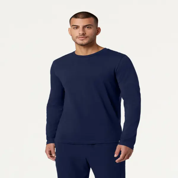 JAANUU Men's Slim-Fit Regen Underscrub - Crew Neck, Soft Organic Cotton, Breathable, Moisture-Wicking Stretch Fabric Full-Length Base Layer Uniform (Plain, Solid Menswear Workwear)