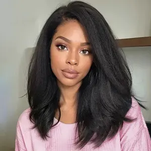 CORIIANA 3 IN 1 Flip Over Half Wig Yaki Kinky Straight & Burmese Curly & Kinky Curly & Body Wave Human Hair Wigs For Black Women Pre Plucked Beginner Friendly 200% Density