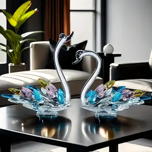 twain K9 Crystal Swan Pair Cup Wedding Gift Set | Light luxury eternal love ornaments | New house housewarming decorations | Valentine's Day Tanabata love token | Hand-carved art collection | High-end gift box