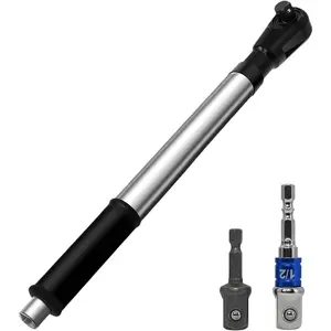 1/ 2inch Offset Extended Wrench Impact Type, 3-in-1 Manual/Electric/Pneumatic Impact Extended Ratchet Suitable for Narrow Spaces, Comes with Two Electric Brick Adapters
