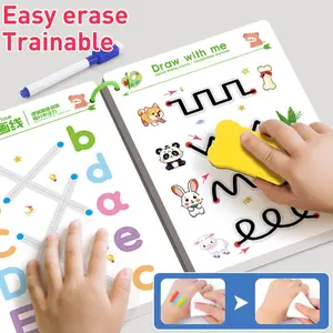 Reusable Activity Book, Pen Control Training Book, Erasable Fun Writing Practice, Easter Gift for Kids, Learning Activity Set, Pen Set, Includes 8 Pens and Board Eraser