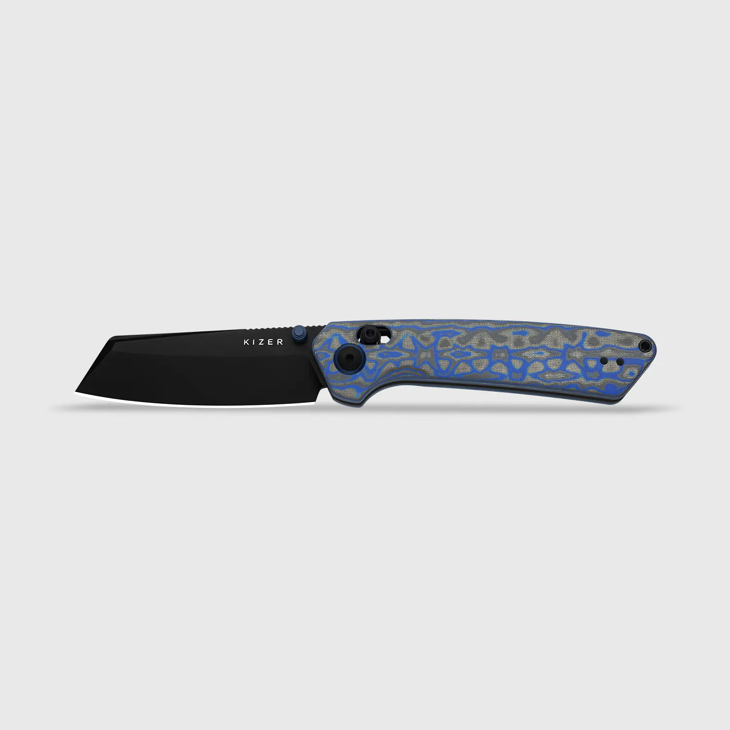 Kizer Madrac Blue Micarta Handle Black Nitro-V V3693A4