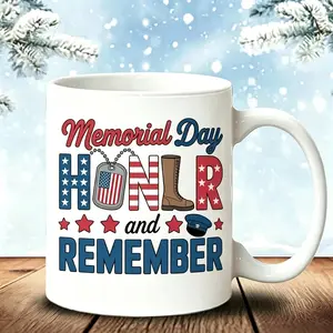 Patriotic Usa Memorial Day Graphic Ceramic Mug Honoring Remembering Soldiers Army Police Remembrance Holiday Gift For Veterans Family