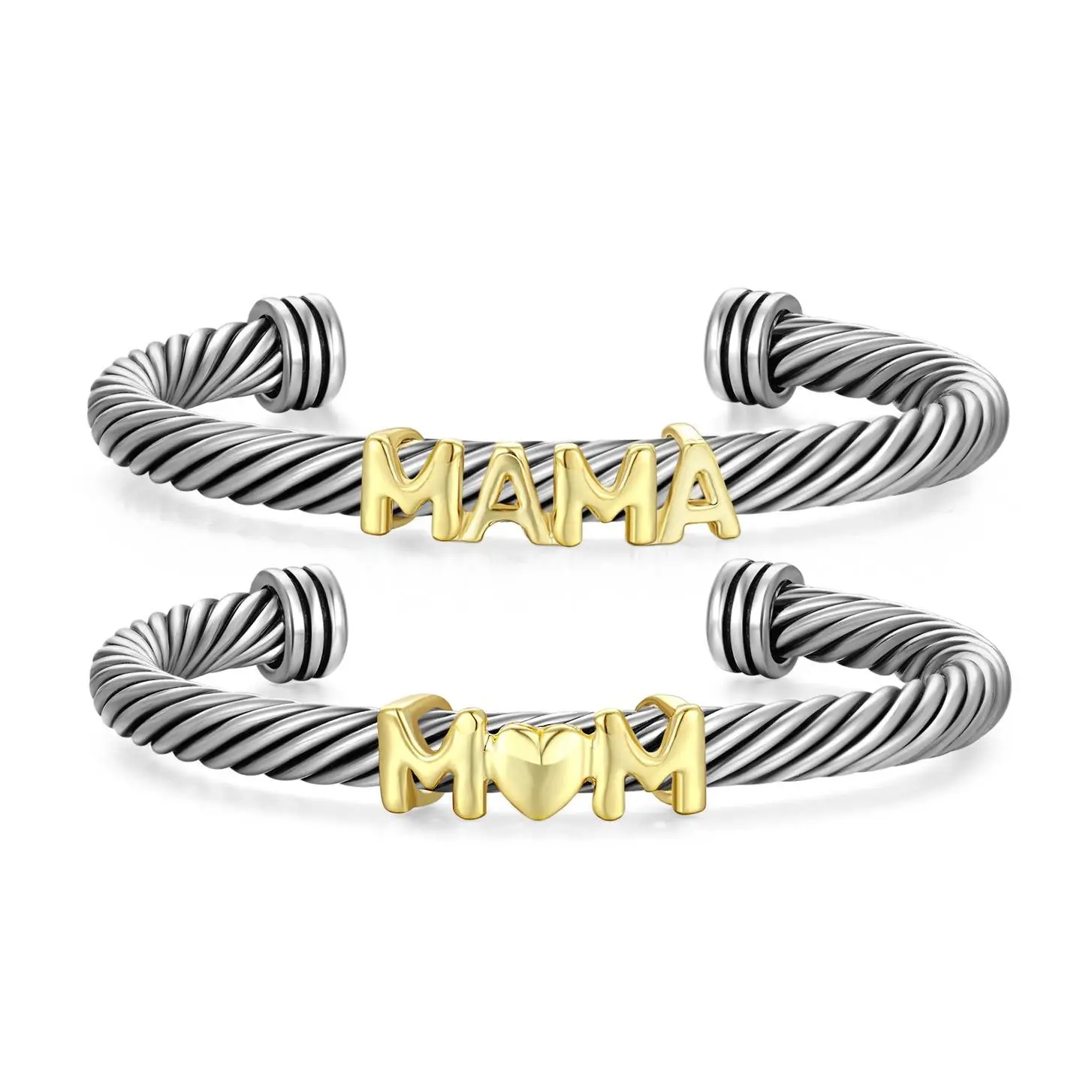 MYTYS Women's Adjustable Twisted Cable Cuff Bangle Bracelet - Personalized Fashion Bracelet Wristband, Mother's Day Gift Jewelry Accessory