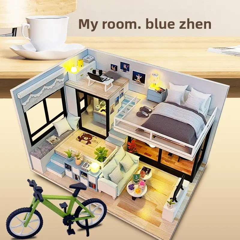 DIY Dollhouse Kit: "My Room" — Wooden Miniature Architectural Model with 3D Attic. A Handcrafted Assembly Project, Ideal as a Relaxing Birthday Gift or Creative Collectible Display; Perfect for Room Decor and Miniature Room Settings.