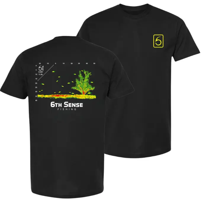 6th Sense Fishing Sonar Graphic Tee, Outdoor Angler Apparel, Soft Cotton Blend Shirt, Fishing Lifestyle Clothing for Men & Women, Unique Fisherman Gift Menswear Tops