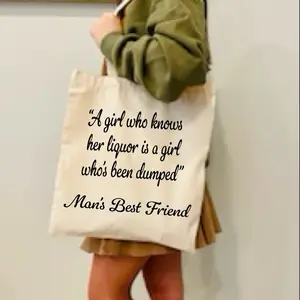 Custom Canvas “Man’s Best Friend”Tote Bag 100% Cotton Reusable Shoulder Bag Eco Friendly