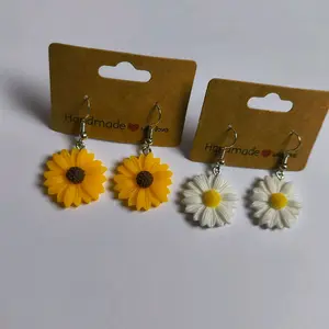 Handmade Sunflower and Daisy Earrings - Yellow and White Floral Designs