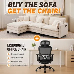 Vomena 110" L-Shaped Sectional Sofa with Movable Ottoman, Oversized 3-Seater Deep Seat Chenille Cloud Couch with High-Resilience Foam Cushions for Living Room and Apartment