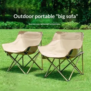 Portable Folding Camping Chair - Ergonomic Office Nap Lounge Chair, Ultralight Cozy Moon Chair for Breakroom, Beach, BBQ & Glamping