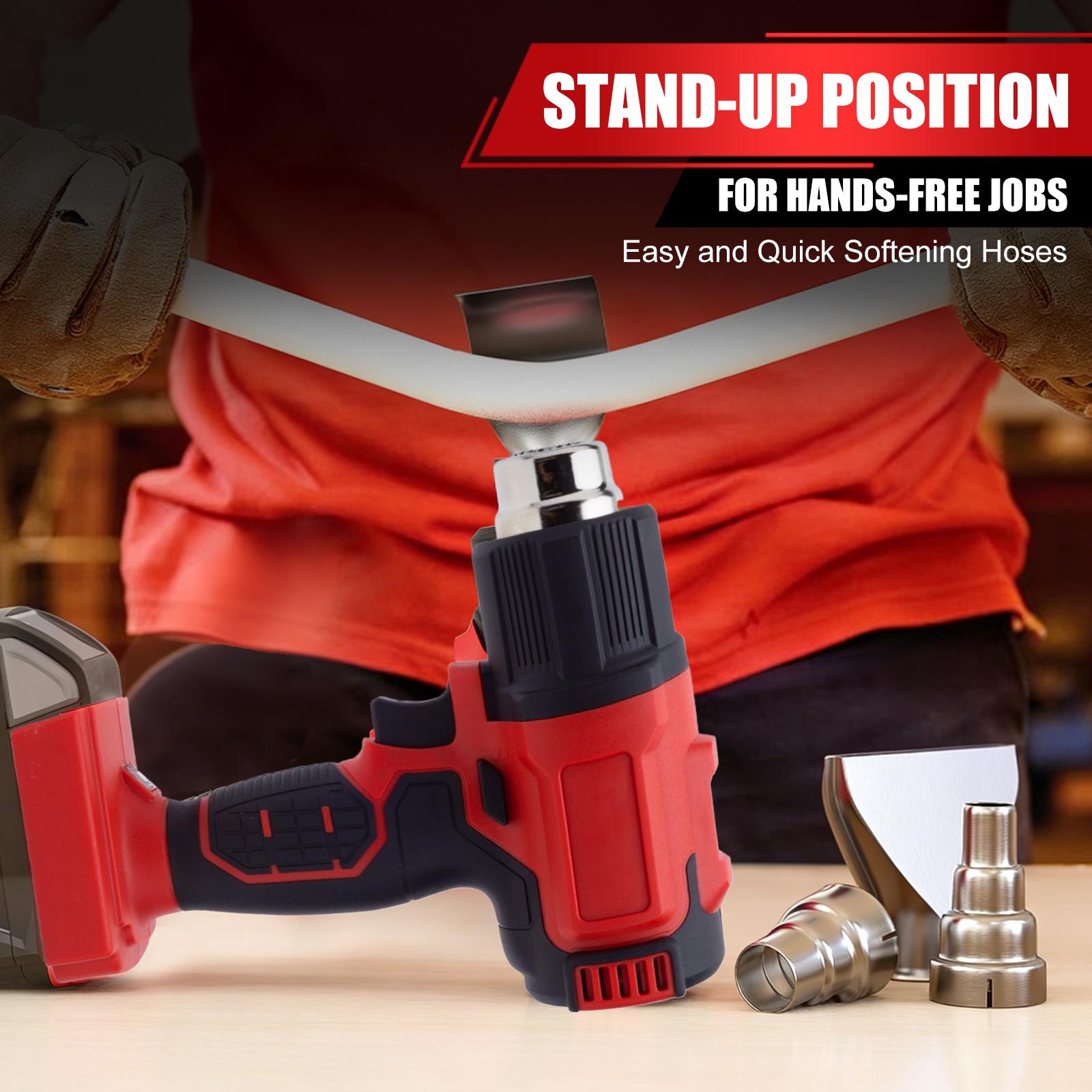 Cordless Heat Gun – 320W Variable Temp 122°F–1202°F with LCD Display, 4 Nozzles for Shrink Wrap & Crafts, Works with Milwaukee M18 Battery (No Battery)