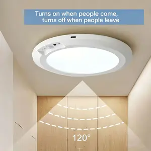 3 Color Modes Rechargeable Motion Sensor Ceiling Light with Remote, Wireless Magnetic LED Lights for Shower, Closet, Pantry, Shed, Hallway, Porch, Garage - Easy Install