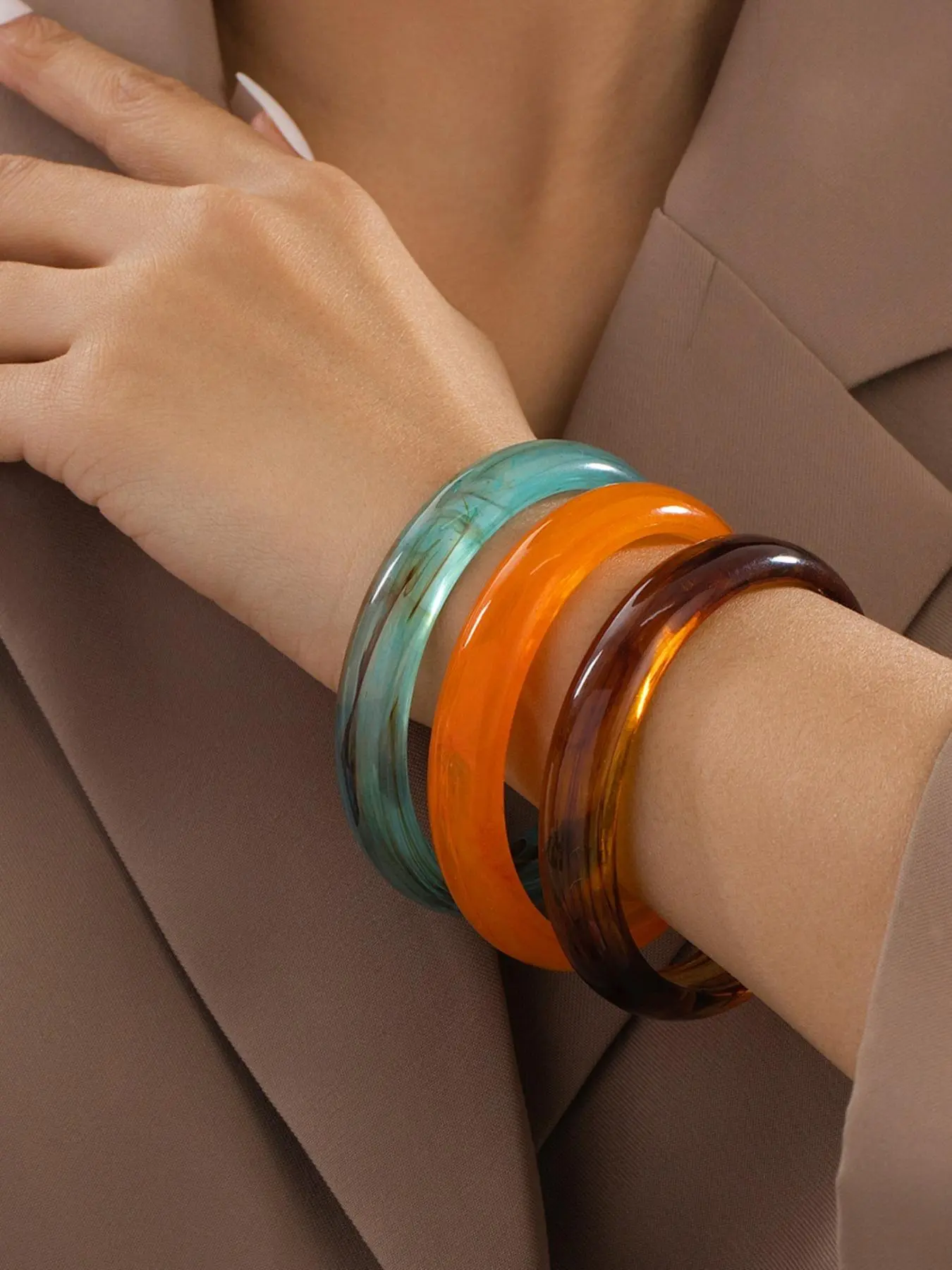 Fashion Colorful Bangle, Casual Wristband for Women & Girls, Stackable Bracelets, Trendy All-match & Exquisite Jewelry for Birthday Gift, Trendy Bangles, Bangle Bracelet Set, Fashionable Jewelry