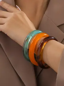 Fashion Colorful Bangle, Casual Wristband for Women & Girls, Stackable Bracelets, Trendy All-match & Exquisite Jewelry for Birthday Gift, Trendy Bangles