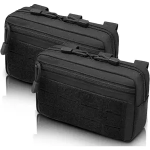 2 Pack 1000D Laser Cut Molle Pouches - Tactical Compact Water-Resistant Utility Admin Pouch for Vest Backpack Duty Belt Tactical Vests