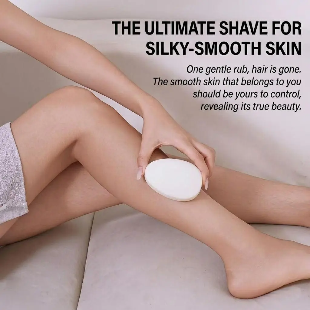 Nano Glass Hair Remover, Manual Exfoliation Hair Eraser, Reusable Painless Hair Removal Tool with Dust Cap for Silky Smooth Skin