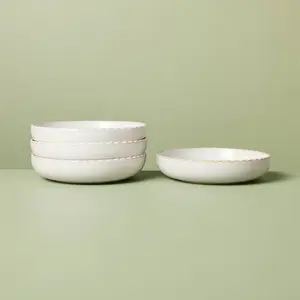 Set of 4 28 fl oz Pinched Edge Pasta/Grain Bowls Sour Cream - Hearth & Hand with Magnolia