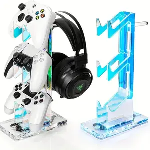 RGB Gaming Headphone Stand, 1 Count Gaming Headset Holder with 2 USB Ports & Non-slip Rubber Base, Console Accessories for Home & Office