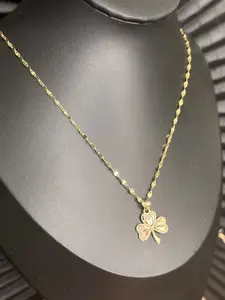 Clover Tri-Color 14k Gold Necklace Set